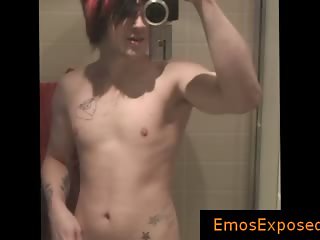 Super hot emo teen wanking his dick in mirror part6