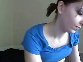 blue shirt shaved pussy