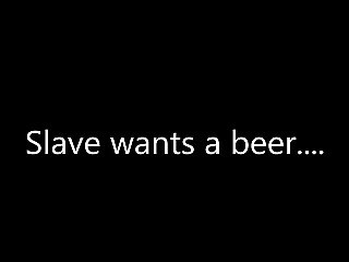latex slave gives himself a  beer enema