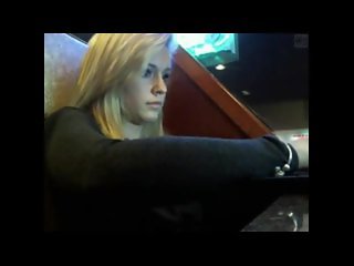Blondie in public bar flashes on webcam