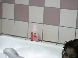 Chubby taking a bath