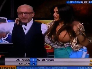Marika Fruscio oops big boobs pop out of dress live tv