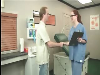 Tempting doctor rubs her patient's dick