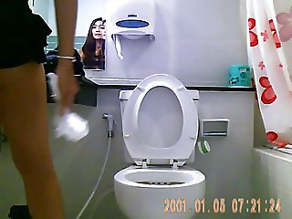 Asian brunette on the bathroom